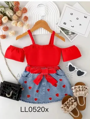 Two Piece Jean Skirt Top With Belt