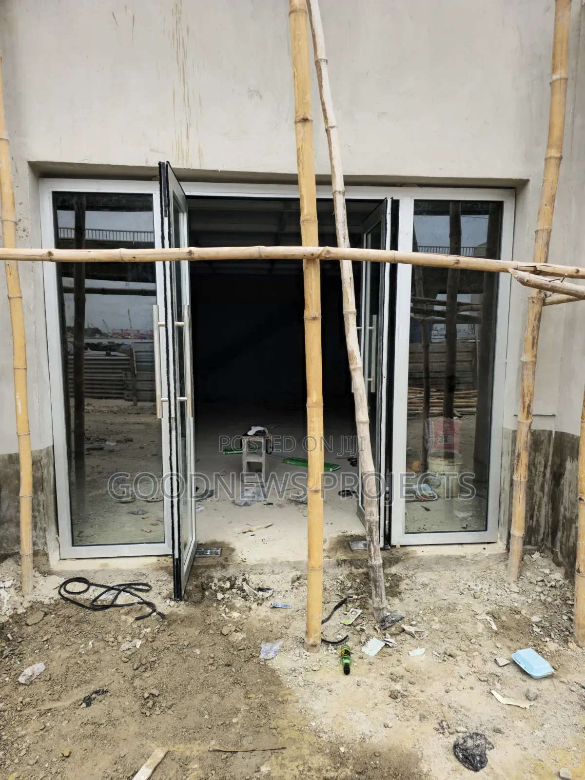 Aluminium Double Swing Door {Both Side Fixed