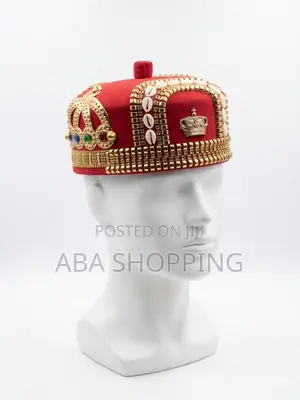 Rich Royal Red Cowry Traditional Cap