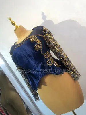 Women Velvet and Beaded Lace Skirt Blouse