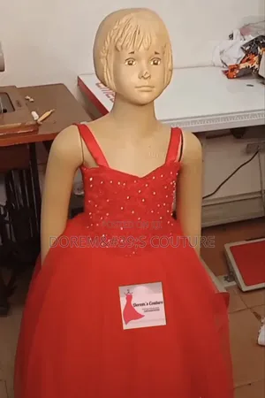 Girls Red Sleeveless Ball Dress