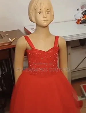 Girls Red Sleeveless Ball Dress