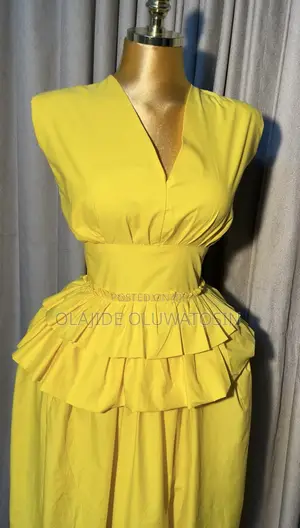Elegant Yellow Ruffle Maxi Dress