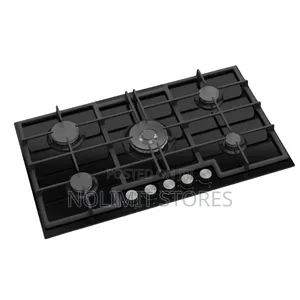 Maxi Tabletop Gas Cooker 5 Burners (Ed045) Black Glass Edge Model