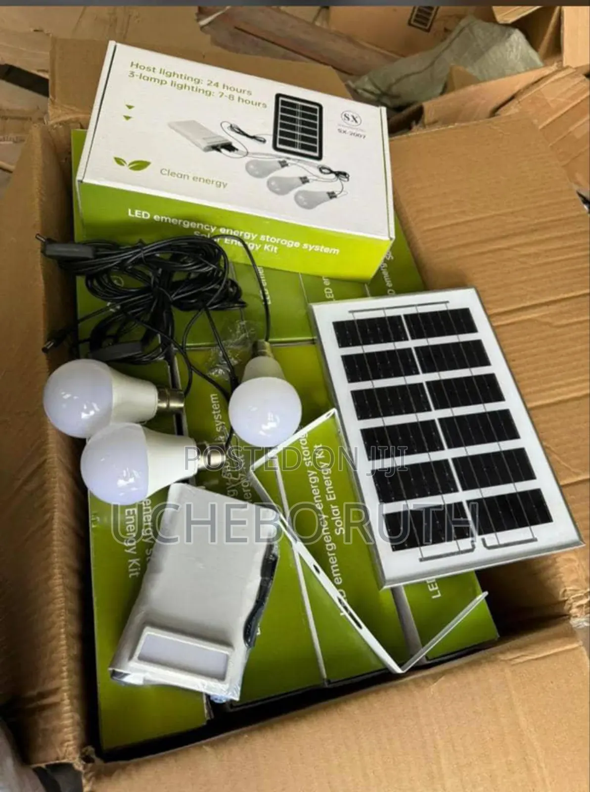 Solar Panel and 3 Bulb With Power Bank