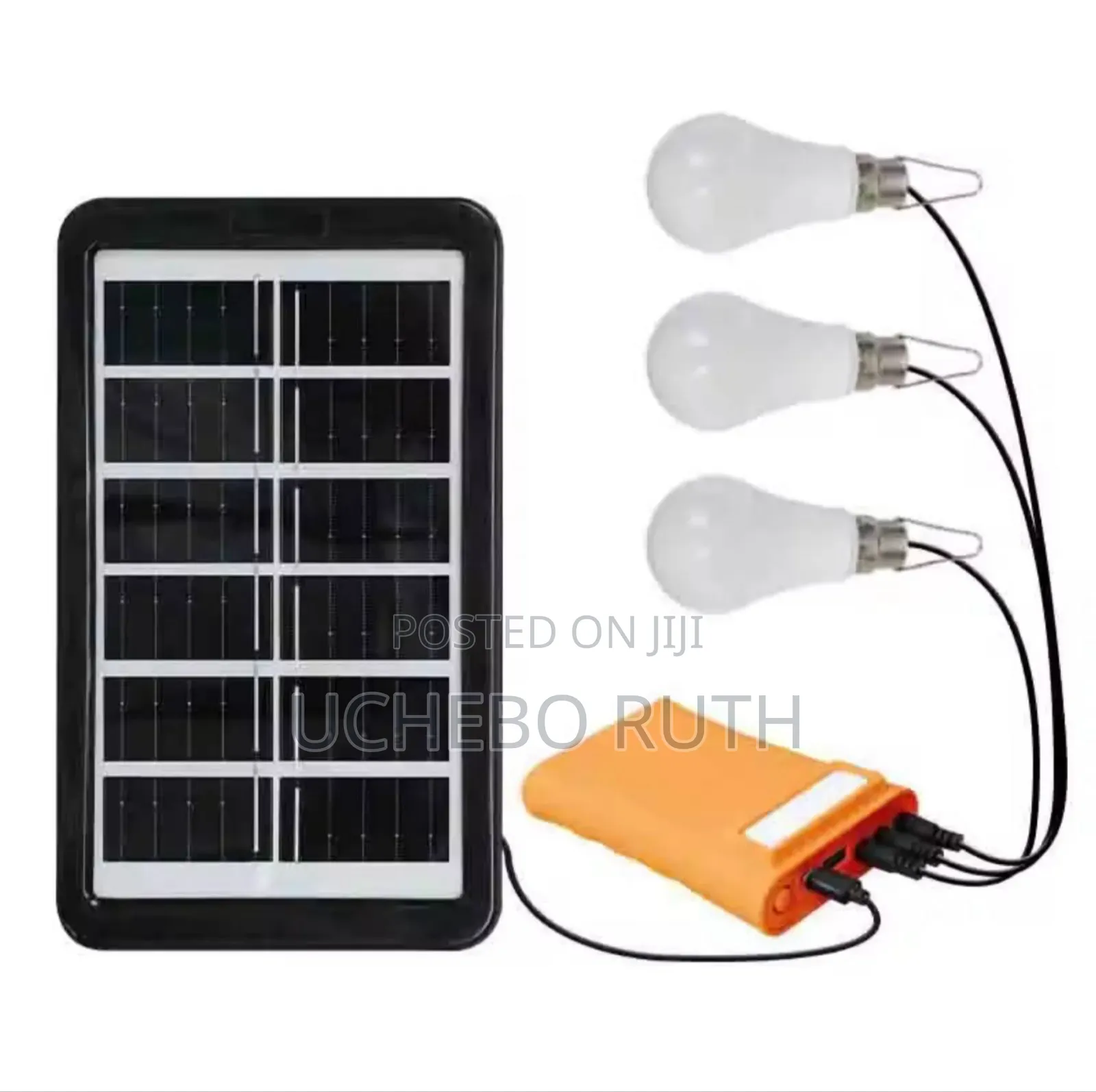 Solar Panel and 3 Bulb With Power Bank