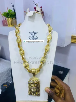 Pure 18karat Gold Fashion Versace Chain and Jesus Head Pendant