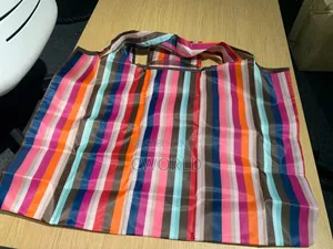Foldable Striped Shopping Bag — 2 Pcs