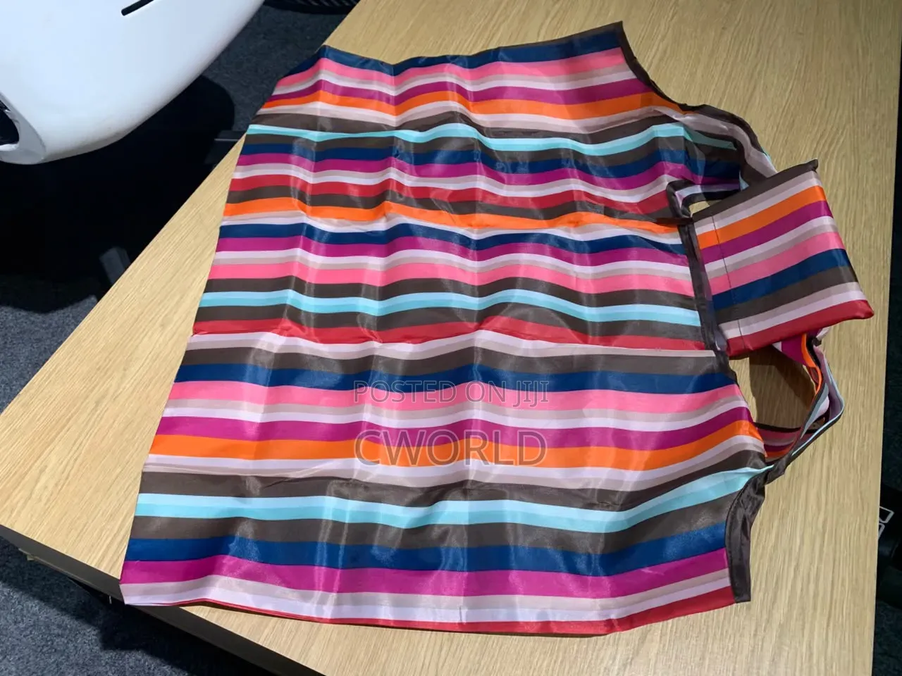 Foldable Striped Shopping Bag — 2 Pcs