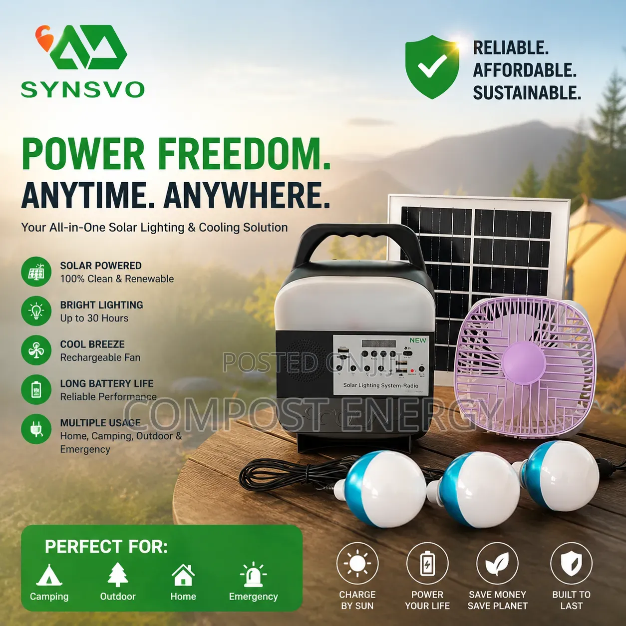 Solar Kit With Bulbs and Body Light