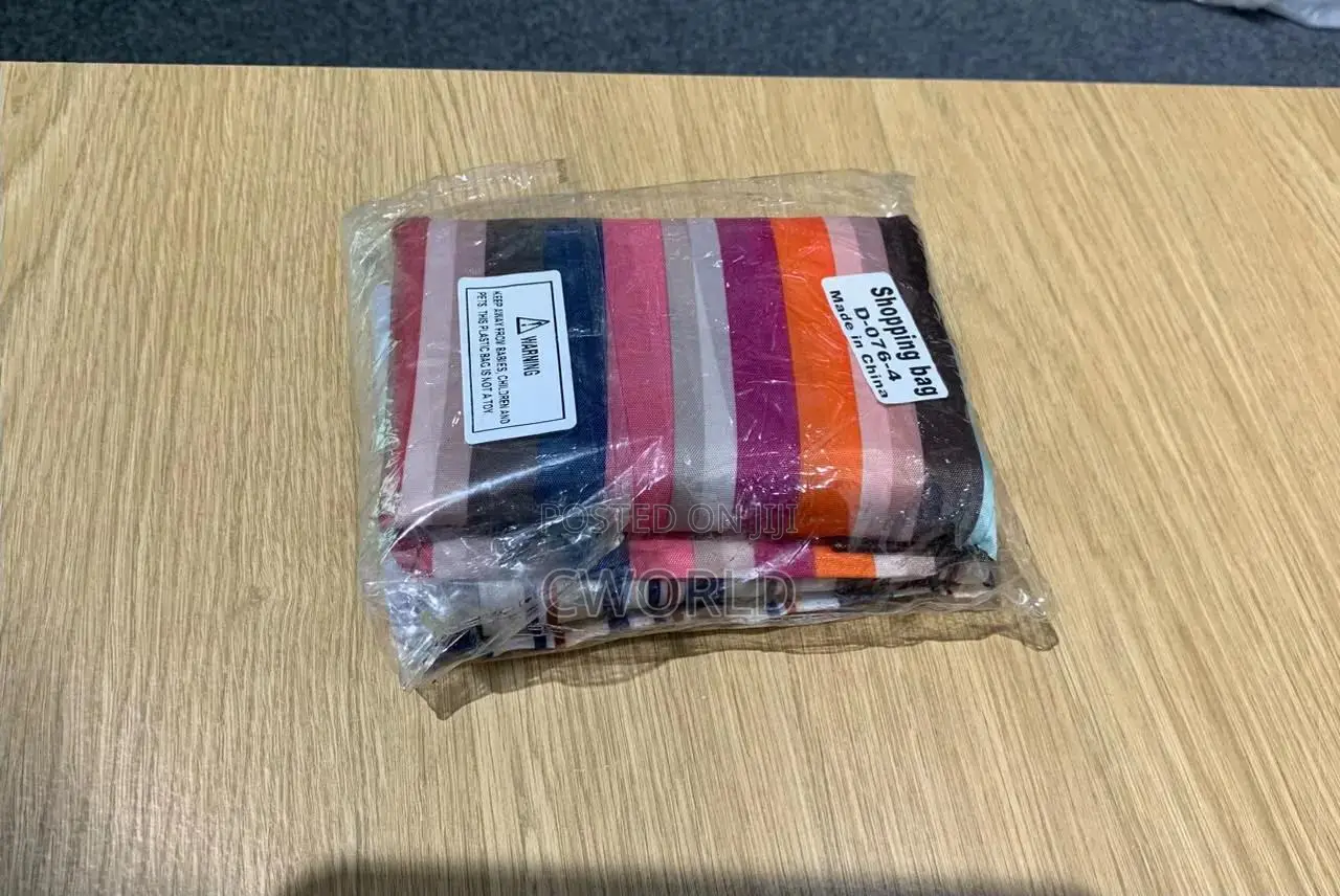 Foldable Striped Shopping Bag — 2 Pcs