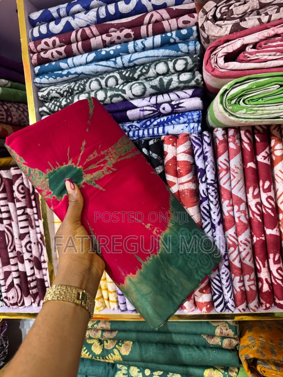 Adire Alale on Red Background