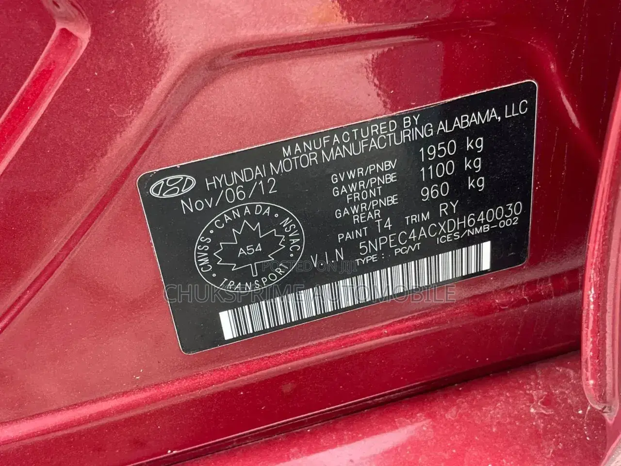 Hyundai Sonata 2012 Red