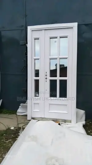 Steel Glass French Door White