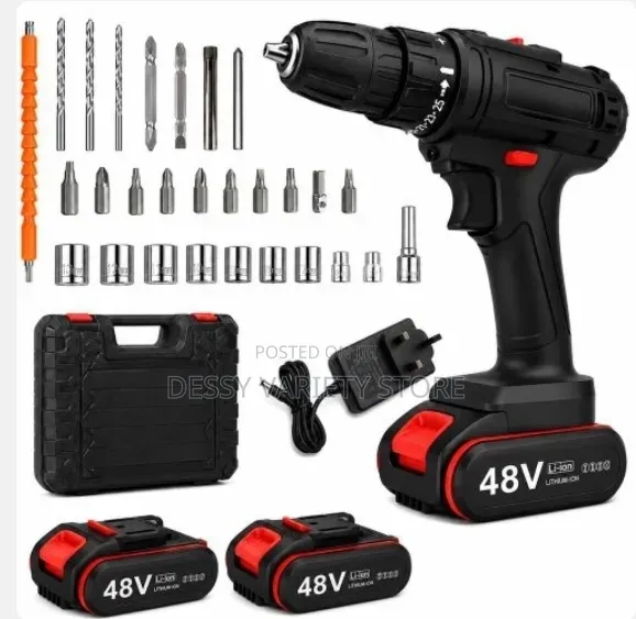 Wireless Drill and Electric Screwdriver Kit 48v 3/8
