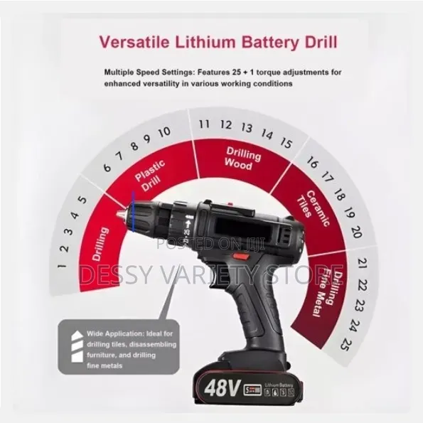 Wireless Drill and Electric Screwdriver Kit 48v 3/8