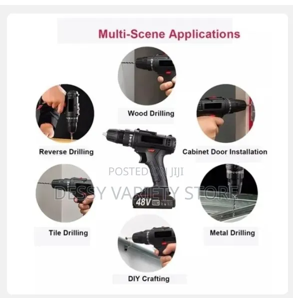 Wireless Drill and Electric Screwdriver Kit 48v 3/8