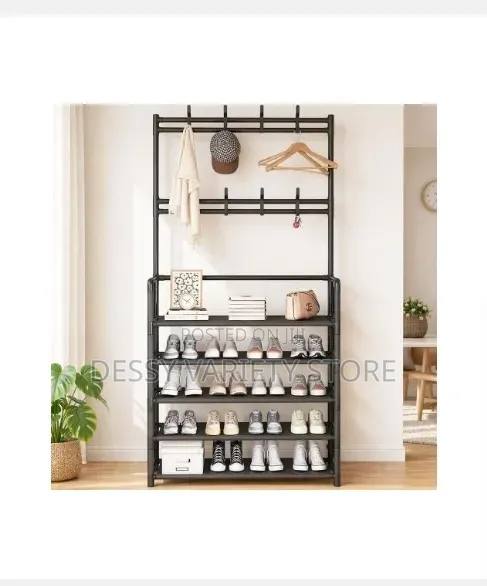 5-Tier Metal Shoe Rack Hat Rack, Entryway Durable Storage Organizer