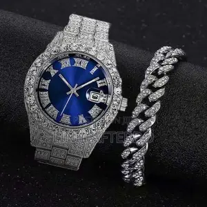 Men's Wristwatch + Cuban Bracelet