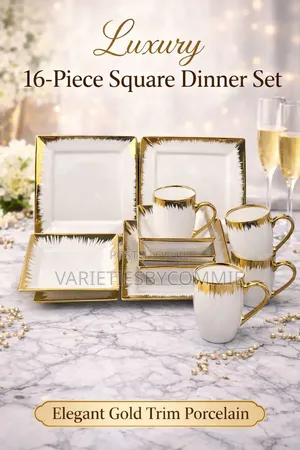 16pcs High Quality Gold White European Luxury Ceramic Dinner Set