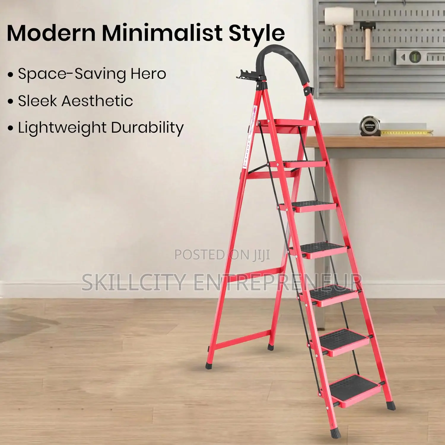 7-Step Folding Step Stool With Handrail
