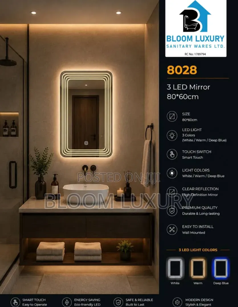 Quality Soft Touch Led Mirror 3 Colour Light