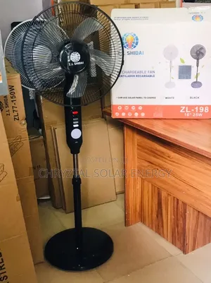 16" Rechargeable Solar Fan With Bulb  Solar Panel