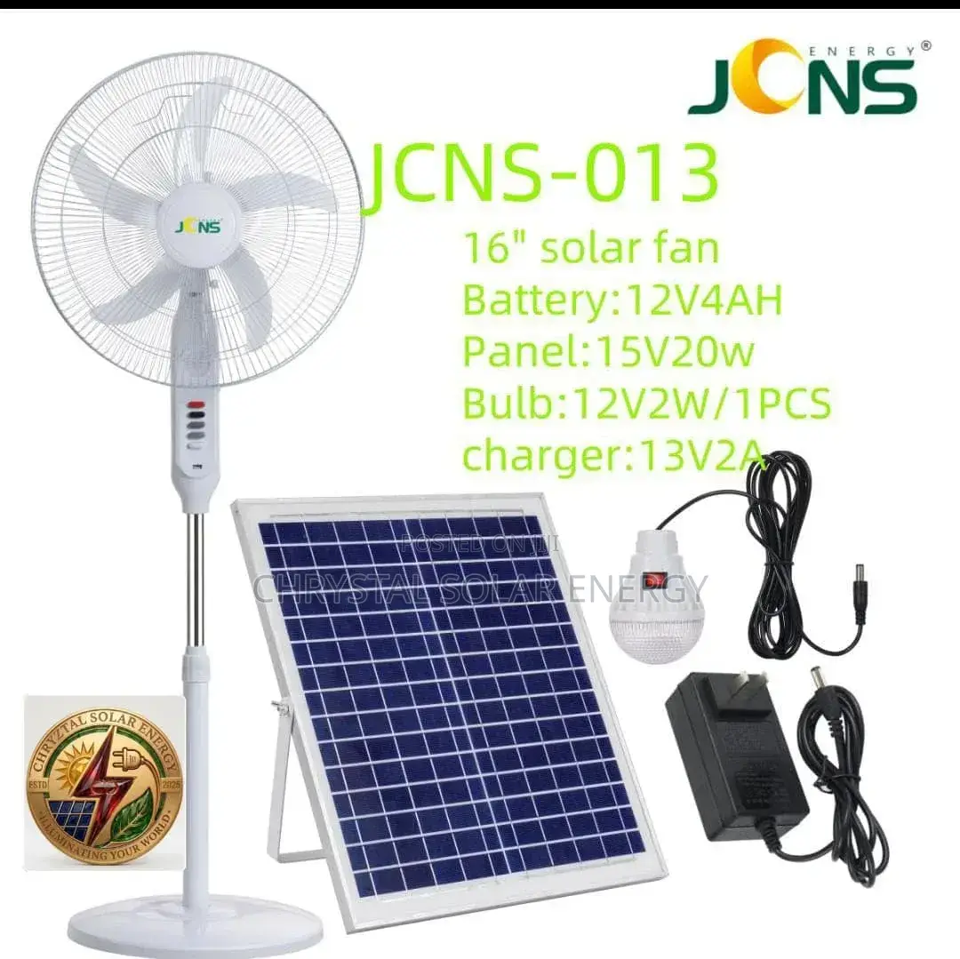 16" Rechargeable Solar Standing Fan With Solar Panel,Kits and Bulb