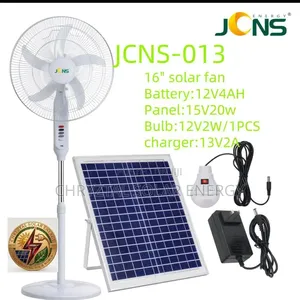 16" Rechargeable Solar Standing Fan With Solar Panel,Kits and Bulb