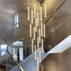 18 Heads Modern Gold Staircase Chandelier, High Ceiling Led Pendant