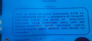 A Plot of Land Together With an Uncompleted Four Bedroom Bungalow