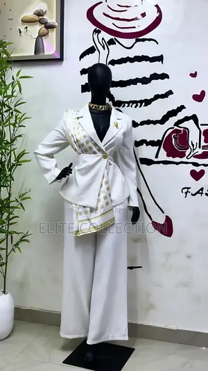 Silk Scarf Double Breasted Blazer Pant Set .Sizes : M L Xl XXL XXXL