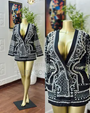 Luxury Beaded Blazers Jacket Displayed Colors Only S,M,L,Xl,Xxl,Xxxl