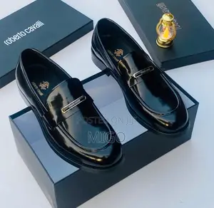 Premium Black Glossy Leather Loafers for Men