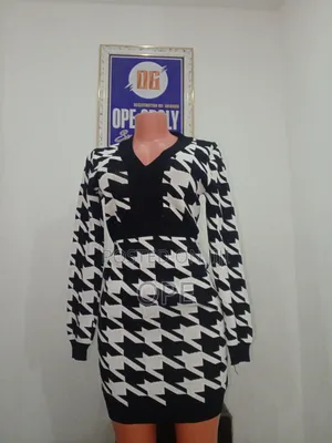 Gown Black and White Colour,V Neck for Ladies, Nigerian Made