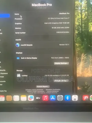Laptop Apple MacBook Pro 2019 16GB Intel Core i5 SSD 512GB