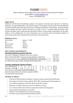 Housekeeping Cleaning CV