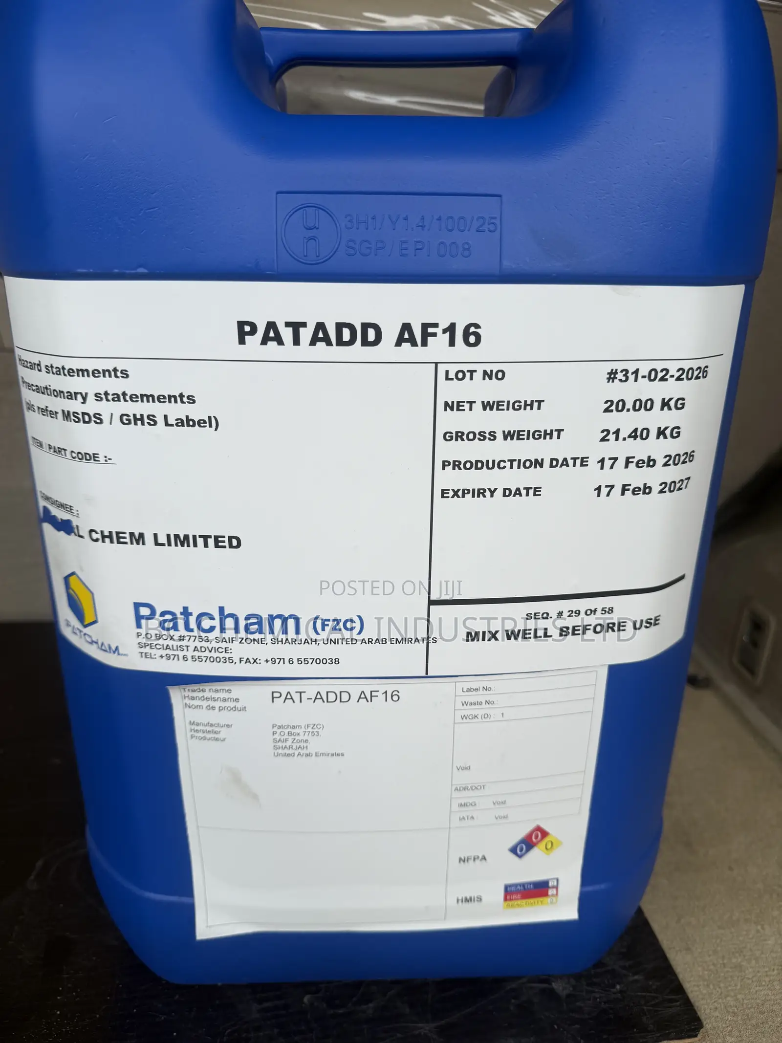 Water Based Defoamer Af 16,20kgs