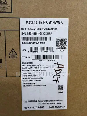 New Laptop MSI Katana 15 16GB Intel Core i7 SSD 1T
