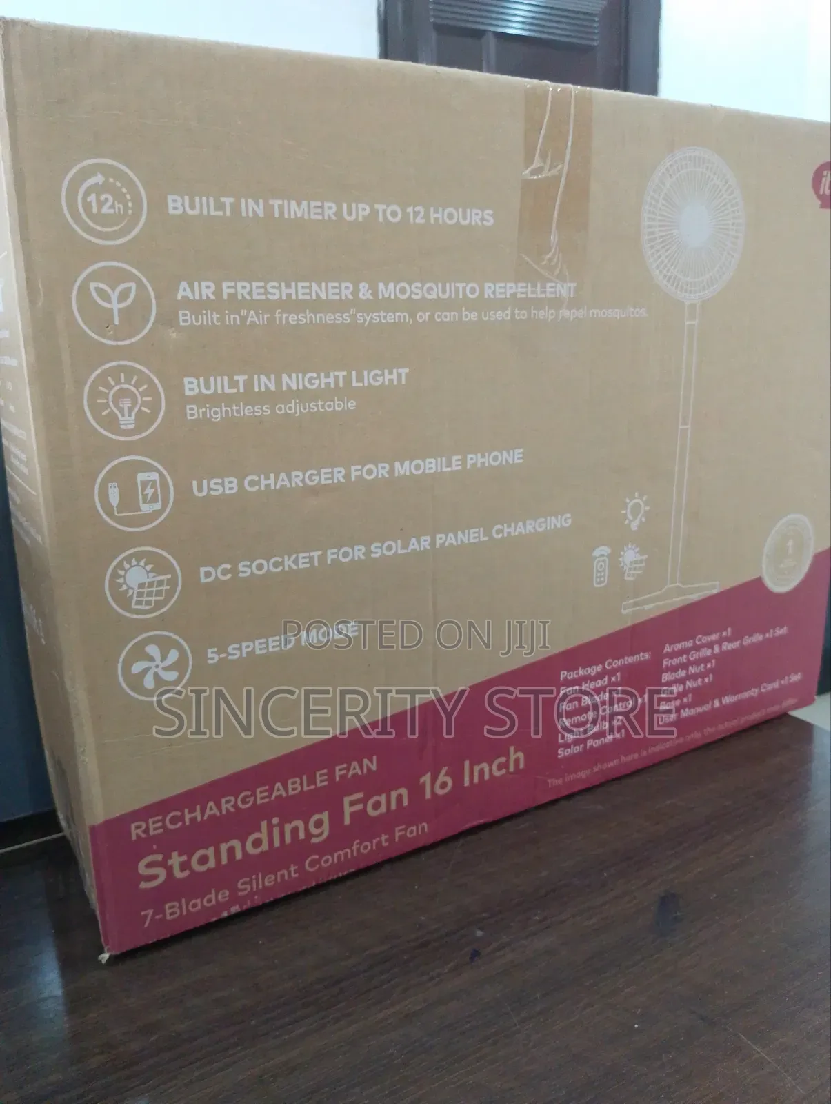 16inches Itel Rechargeable Solar Fan