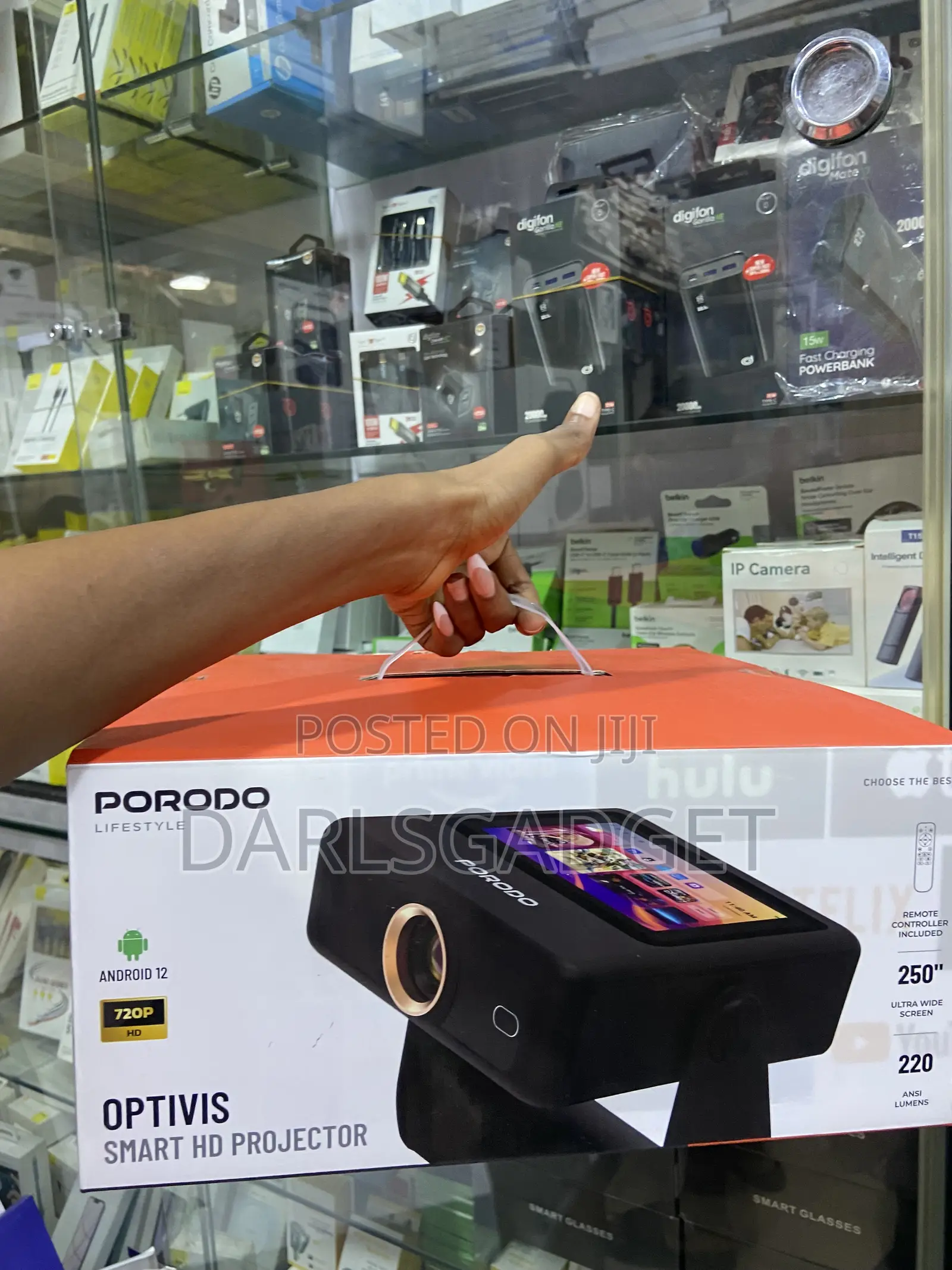 Porodo Optivis Smart Hd Projector Android 12 With Remote Control