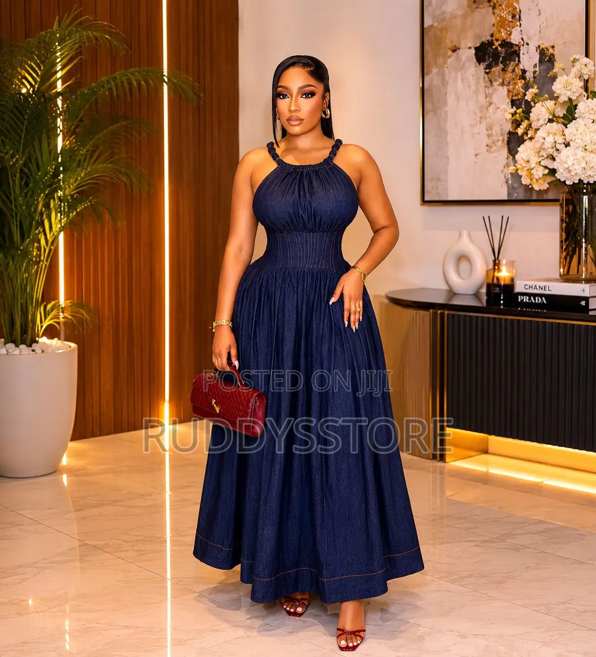 Elegant Denim Maxi Dress