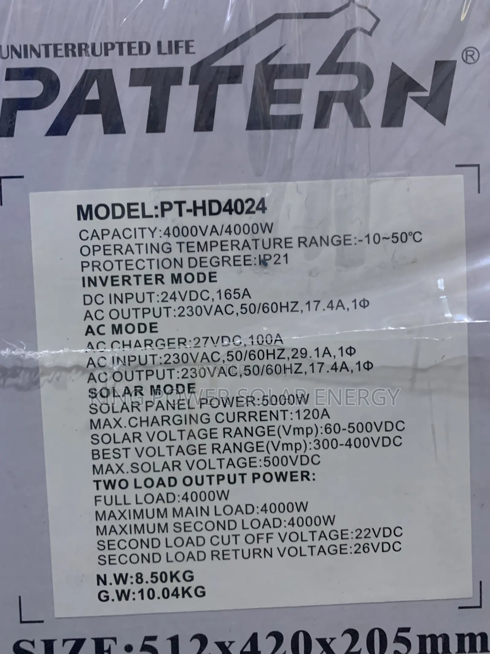 Pattern 4kva/24v Hybrid Inverter
