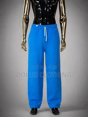 Premium Sky Blue Relaxed-Fit Sweatpants