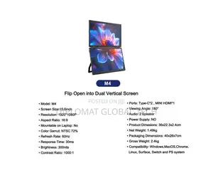 Screen-V2com-M4-Triple Foldable FHD Laptop Screen Extender 15.6” 60hz