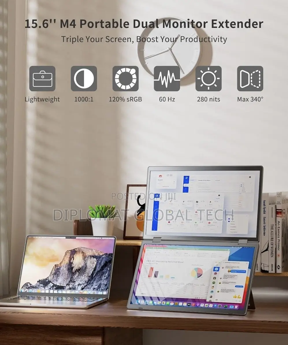 Screen-V2com-M4-Triple Foldable FHD Laptop Screen Extender 15.6” 60hz