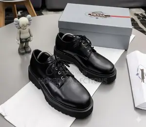 Black Leather Platform Derb