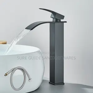 Black Long Waterfall Basin Mixer Tap