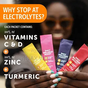 Hydration, Turmeric and Electrolyte Drink Mix With Vitamins C, D, Zinc