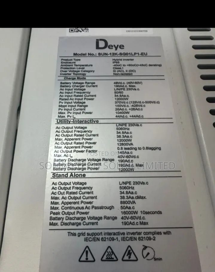 12kva Deye Hybrid Inverter